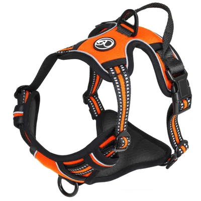 Produktbild von Hunde-Geschirr für kleine und große Hunde, Brustgeschirr gepolstert und reflektierend, verstellbar und atmungsaktiv, Dog Harness - Größe XL, Farbe Orange