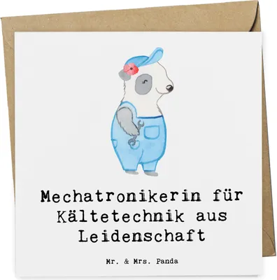 Produktbild von Mr. & Mrs. Panda Glückwunschkarte Mechatronikerin für Kältetechnik Leidenschaft - Weiß - Geschenk, Lustig, Grußkarte, Klappkarte, Gesellenprüfung, anlasskarte, Witzig