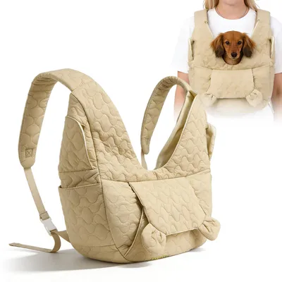 Hundetragetasche bis 10 kg, Khaki, Nylon, verstellbar