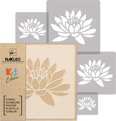Produktbild von Schablonen Malen für Kinder, 5 Stück Set 9x9 cm bis 34x34 cm Lotus Blume Natur, Wiederverwendbare Kunststoff für Kinderzimmer Malvorlage Raumdekoration