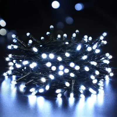 LED-Lichterkette 200 kaltweiße LEDs, 20 m, batteriebetrieben, 8 Modi
