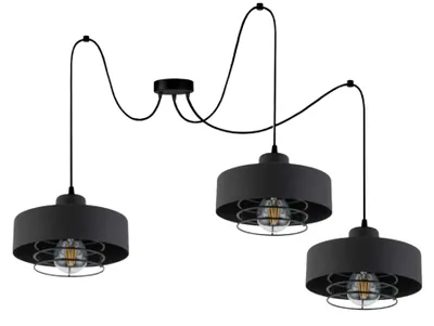 Produktbild von KAR-LIGHTING Pendelleuchte 3-flammig Schwarz, Metall – höhenverstellbar für Esszimmer & Wohnzimmer, E27-Fassung