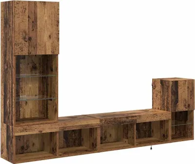 Productafbeelding van vidaXL TV-wandmontageset, 4 stuks, gerecycled hout, houtvezel