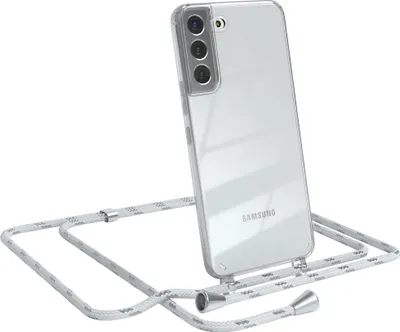 Produktbild von EAZY CASE Handykette kompatibel mit Samsung Galaxy S22 Plus 5G, Handyhülle mit Umhängeband, Handykordel, Schutzhülle Clear, Band in Weiß