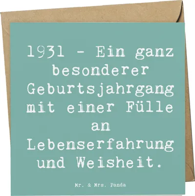 Produktbild von Mr. & Mrs. Panda Grußkarte Spruch 1931 Geburtstag - Meeresbrise - Geschenk, Happy Birthday, Geburtstagsgeschenk, anlasskarte, Jahrgang, faltkarte, Glückwunschkarte