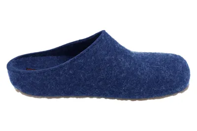 Produktbild von Haflinger Schuhe Damen Herren Hausschuhe Pantoffeln Wolle Grizzly Michel 711033, Größe:43 EU, Farbe:Blau