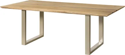 Produktbild von MASSIVMOEBEL24 Esstisch Mango 160x90x76 natur lackiert / Epoxid schwarz, U-Beine silber matt EPOXY