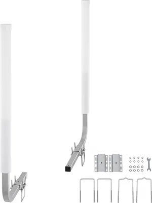 Produktbild von SucceBuy Bootsanh?ngerfš¹hrung, 1,5 m verstellbar, 2 Stš¹ck, rostfreier verzinkter Stahl, mit PVC-Rohren, fš¹r Ski-/Angel-/Segelbootanh?nger, Material verzinkter Stahl