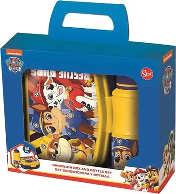 Immagine prodotto di Set di 2 bottiglie per bambini Paw Patrol (380 ml) e scatola per il pranzo in confezione regalo