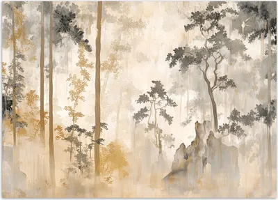 Produktbild von Vlies fototapete Wald der Naturbäume 450x315 cm Feeby Beige inkl. Kleber einfache Montage
