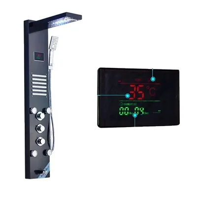 Produktbild von Duschpaneel, 5-Funktions-Duschkopf, Massagesystem, Schwarz