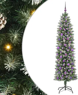 Immagine prodotto di vidaXL Albero di Natale artificiale sottile verde e bianco 210 cm
