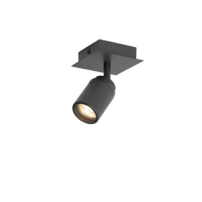 Produktbild von QAZQA - Modern Moderner BadSpot I Spotlight I Deckenspot I Deckenstrahler I Strahler I Lampe I Leuchte schwarz quadratisch IP44 - Ducha - Stahl Quadratisch - LED geeignet GU10