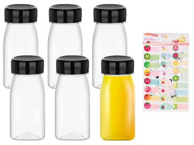 6 Kunststoff-Saftflaschen 100 ml mit luftdichten Deckeln