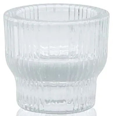 Produktbild von SHINE STRIPES round glass candle & tealight holder - klar - 5,5x5,5x4,9cm - Glas