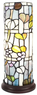 Productafbeelding van Clayre & Eef Tiffany tafellamp, diameter 15 cm, hoogte 36 cm, blauw en wit glas