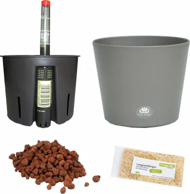 Produktbild von Set 5 teilig Hydro Set Blumentopf Flori Ø 16 dunkelsilber für Hydropflanzen