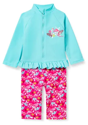 Produktbild von Playshoes UV-Schutz Einteiler Unisex Kinder Badeanzug Schwimmanzug Badebekleidung, Flamingo Langarm, 62/68