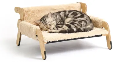Katzenhängesessel, beige/natur, Holzgestell, bis 30 kg