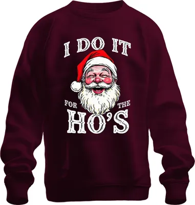 Immagine prodotto di I DO IT FOR THE HO'S Father Christmas Humour Funny Christmas Felpa unisex Pullover, Borgogna, S
