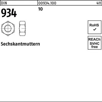 Produktbild von Reyher  934-10 6kt.Muttern M 36 Stahl blank (10 Stück)