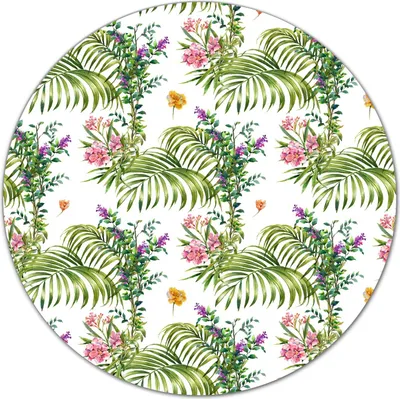 Produktbild von Glas Schneidebrett Herdabdeckplatten Schneideplatten Rund - 40 cm - Palmblatt Blumen