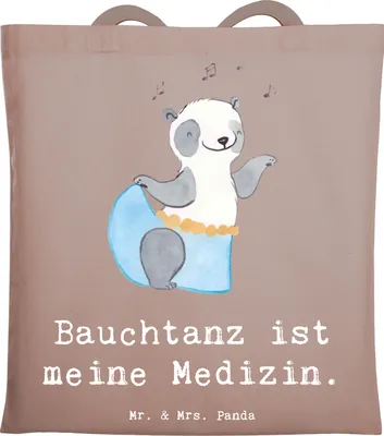 Produktbild von Mr. & Mrs. Panda Jutebeutel Panda Bauchtanz - Braun Pastell - Geschenk, Tanzen, Schultasche, Tote Bag, Orientalischer Tanz, Einkaufstasche, Tasche, Shopping, Laptoptasche