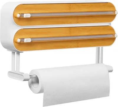 Immagine prodotto di Portarotolo da cucina a parete - Dispenser per pellicola alimentare migliorato - Dispenser magnetico per pellicola trasparente