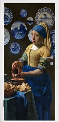 Produktbild von MuchoWow® Türtapete Selbstklebende Türfolie Milchmädchen - Das Mädchen mit dem Perlenohrring - Vermeer 95x235 cm Türposter Türaufkleber Klebefolie Türklebefolie - XXL-Poster - Türtapeten - Türplakaten
