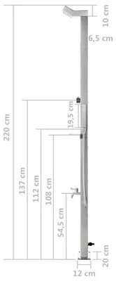 Image de Douche extérieure - Douche de jardin - Douche pour piscine - Douche solaire - Douche de camping - Acier inoxydable, 220 cm - Acier résistant aux intempéries