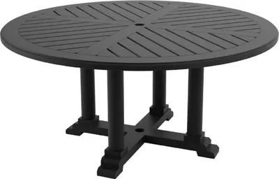 Produktbild von Casa Padrino Luxus Esstisch Mattschwarz Ø 160 x H. 75 cm - Runder Küchentisch aus hochwertigen strapazierbarem Aluminium - Gartentisch