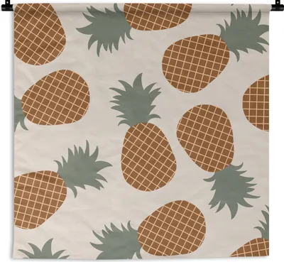 Produktbild von MuchoWow® Wandteppich Wandbehang Obst - Pastell - Ananas - Muster 150x150 cm Tapisserie Dekoration Wandtuch - Wohnaccessoires - Modernes