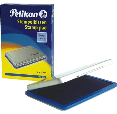 Produktbild von Pelikan Stempelkissen im Metallic-Gehäuse, Blau, Silber, Metall, 110 mm, 70 mm