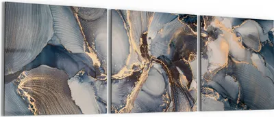 Produktbild von DEQORI Glasbild Echtglas 3x50x50 cm 'Marmor-Farbspiel mit Gold' Wandbilder XXL groß