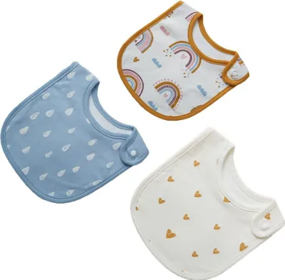 Produktbild von 3 Stück Baby-Speicheltuch aus Baumwolle, saugfähiges Babylätzchen, Modell: B