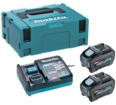 Produktbild von Makita Power Source-Kit PSKGRT2J, 40 V, 2x Akku BL4050F, 5 Ah, Schnelladegerät, MAKPAC