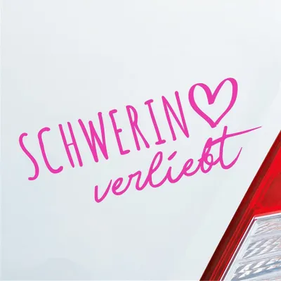 Produktbild von Auto Aufkleber Schwerin verliebt Herz Stadt Heimat Liebe Car 19x7 cm Pink Sticker Heckscheibenaufkleber