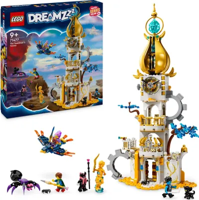 Produktbild von LEGO DREAMZzz Turm des Sandmanns 71477, Bauset mit Fantasy-Tieren (Spinne, Vogel), 2 Bauoptionen (Festung, Turm), 723 Teile, 47 cm hoch, 14 cm breit, 25 cm tief, ab 9 Jahren, Bildergeschichte-Anleitung
