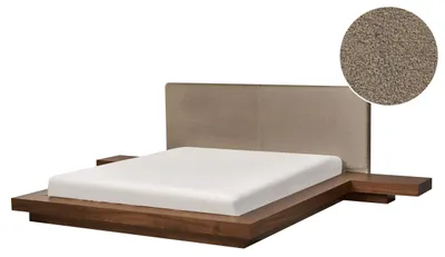 Zdjęcie produktu dla BELIANI Łóżko wodne ze stelażem i akcesoriami boucle jesion brązowy 160 x 200 cm styl orientalny