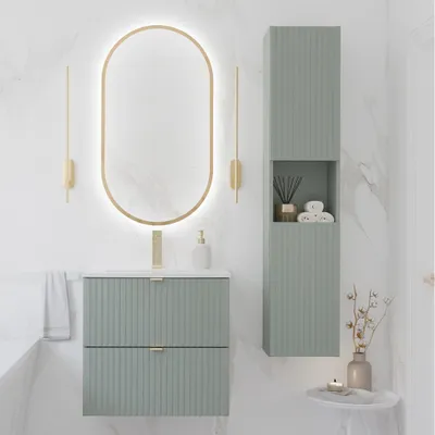 Produktbild von Badmöbel Set 3-teilig in grün mit 60cm Waschtisch, NEWPORT-56-GREEN