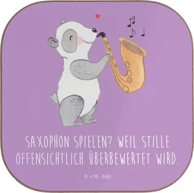 Produktbild von Mr. & Mrs. Panda Untersetzer für Gläser Saxophon Leidenschaft - Lavendeltraum - Geschenk, Musikinstrument, Blues, Instrument, Klangfarbe, Tischuntersetzer, Jazz, Klang