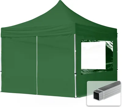 Produktbild von TOOLPORT 3x3m Aluminium Faltpavillon, inkl. 4 Seitenteile, dunkelgrün