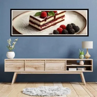 Imagen del producto de Pintura con diamantes para adultos, tamaño extra grande XXL, 80x240 cm, diseño de pastel y frambuesas, pintura con diamantes 5D, cuadros de paisajes, kit de pintura con diamantes para regalo, decoración de pared para relajación, modelo TU0N-611