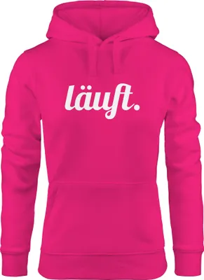 Produktbild von Hoodie Damen läuft Spruch Sweatshirt mit Kapuze Kapuzenpullover Hoody Moonworks® pink L