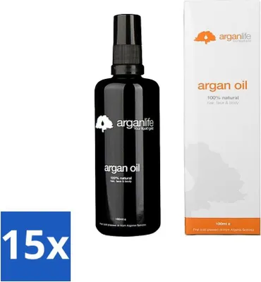 Image de Arganlife - Huile d'argan - Après-shampooing sans rinçage - Hydrate et nourrit - 100 ml - Pack avantage - 15 pièces