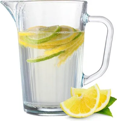 Immagine prodotto di Caraffa in vetro da 1,2 litri - Vetro resistente - Beccuccio e pratico manico - Per succhi, latte e tè