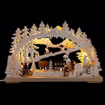 Produktbild von 3D-Schwibbogen Winterfreuden mit Raureif (40x30cm) von RATAGS Holzdesign