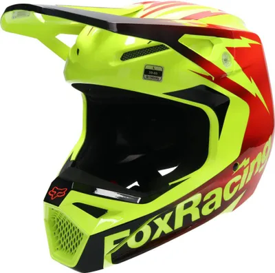 Image de Casque de motocross FOX V1 STATIK, taille M, jaune/rouge