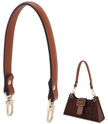 Leder-Taschengriff 45 cm, braun, 2,25 cm breit, mit Schnallen