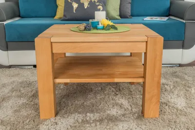 Produktbild von Wohnzimmertisch Buche Massivholz Farbe: Natur 50x65x65 cm